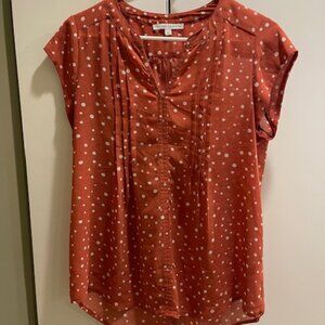 Fun 2 Fun Rust Polka Dot Blouse